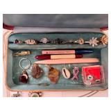 Collection of Vintage Costume Jewelry and Accessories with Case