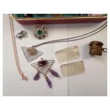 Collection of Vintage Costume Jewelry and Accessories with Case