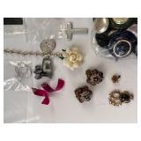 Large Assorted Costume Jewelry Collection with Earrings, Brooches, and Accessories