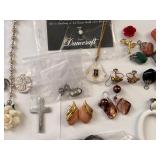 Large Assorted Costume Jewelry Collection with Earrings, Brooches, and Accessories