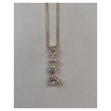 Gold Tone Pendant Necklace and Stud Earring Set with Clear Stones in Gift Box