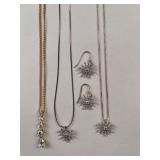 Set of 3 Necklaces and 1 Pair Snowflake Earrings with Gift Boxes