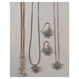 Set of 3 Necklaces and 1 Pair Snowflake Earrings with Gift Boxes