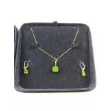 Stauer Green Gemstone Necklace and Earring Set in Gift Box
