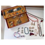 Costume Jewelry Lot with Dragons Breath Clip Earrings, Brooches, Rings, and Necklaces
