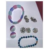 Costume Jewelry Lot with Dragons Breath Clip Earrings, Brooches, Rings, and Necklaces