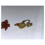 Costume Jewelry Lot with Dragons Breath Clip Earrings, Brooches, Rings, and Necklaces