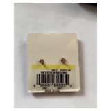 10K Gold Genuine Emerald Stud Earrings, 0.32 Grams