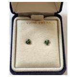 10K Gold Emerald Clover Earrings, 0.25 Grams
