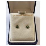 10K Gold Emerald Clover Earrings, 0.25 Grams
