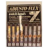 Display Card of 10 Vintage Adjusto-Flex Watch Bands by Regal