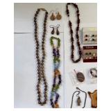 Jasper and Quartz Jewelry Lot with Necklaces, Earrings, Brooch, and More