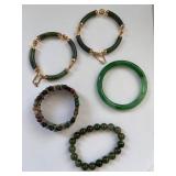 Lot of 5 Jade Bracelets - Bangles and Bead Styles