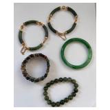 Lot of 5 Jade Bracelets - Bangles and Bead Styles