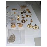 Mixed Jewelry Lot with Brooches, Pendants, Pins and Cufflinks