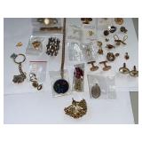 Mixed Jewelry Lot with Brooches, Pendants, Pins and Cufflinks