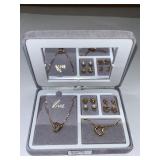 Viva Heart-Shaped Pendant Jewelry Set with Necklace, Bracelet, and Earrings in Gift Box