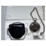 Harley-Davidson Pocket Watch with Chain and Leather Case