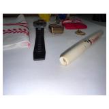 Mixed Collectibles Lot with Twins 1987 Handkerchief, Disney Pen, Jewelry, Watch, and More