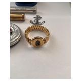 Vintage Collectibles Lot with Lone Ranger Pedometer, Brass Brush, Anchor Items, and US Compact