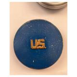 Vintage Collectibles Lot with Lone Ranger Pedometer, Brass Brush, Anchor Items, and US Compact