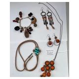 Vintage Mixed Jewelry Lot Including 1960s Kaija Aarikka Finnish Birch Bead Set