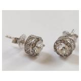 Diamond Essence Swarovski Crystal Stud Earrings Sterling Silver