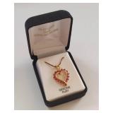 Heart Shaped Ruby Pendant 18 KT Gold Over Sterling Silver Necklace