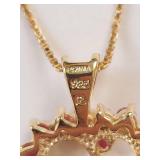 Heart Shaped Ruby Pendant 18 KT Gold Over Sterling Silver Necklace