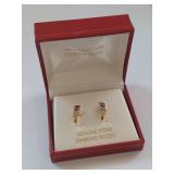 18KT Gold Over Sterling Silver Earrings with Genuine Stones & Diamonds