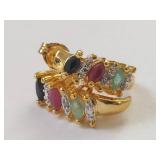 18KT Gold Over Sterling Silver Earrings with Genuine Stones & Diamonds