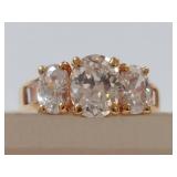 18KT Gold Over Sterling Silver CZ Ring & Earrings Set