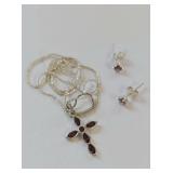 Sterling Silver Amethyst Necklace & Earring Set