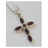 Sterling Silver Amethyst Necklace & Earring Set