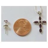 Sterling Silver Amethyst Necklace & Earring Set