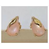 Pink Teardrop Earrings with Gold Accents