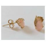 Pink Teardrop Earrings with Gold Accents