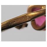 10K Gold Heart Ruby Earrings with Cubic Zirconia