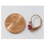 10K Gold Heart Ruby Earrings with Cubic Zirconia