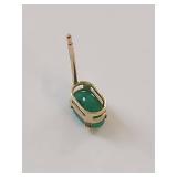 10 KT Gold Genuine Emerald Stud Earrings in Box