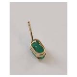 10 KT Gold Genuine Emerald Stud Earrings in Box
