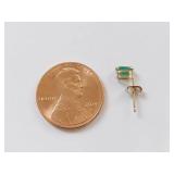 10 KT Gold Genuine Emerald Stud Earrings in Box