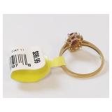 Ruby and Diamond Ring in Gold Setting, Size 7