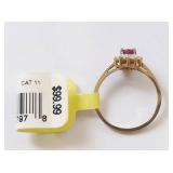 Ruby and Diamond Ring in Gold Setting, Size 7