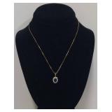 Genuine Sapphire Diamond Jewelry Set: Necklace, Earrings & Ring