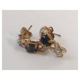 10K Gold Onyx & Diamond Accent Earrings