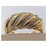18KT Gold Over Sterling Silver Ring & Earrings Set with Diamond Accents