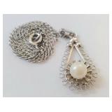 Sterling Silver Necklace with Cultured Pearl Pendant