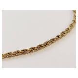 14K Gold Rope Chain Bracelet
