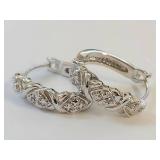 Elegant Silver Hoop Earrings with Intricate Design